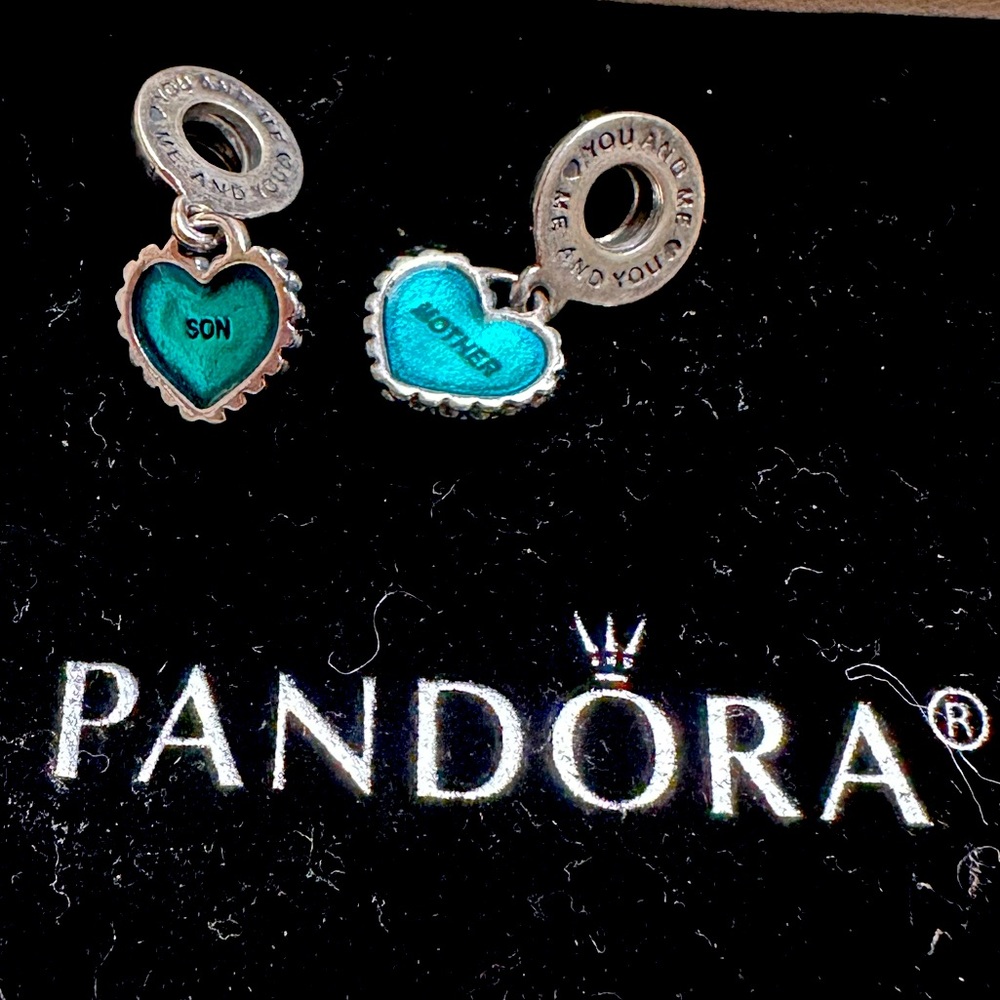 Mother son heart pandora charm